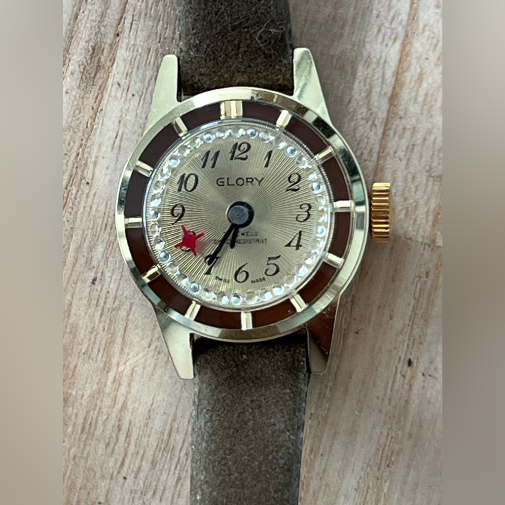 Glory Mystery Dial Rare Vintage Mechanical Ladies Watch Gold Dial Rotating Dial